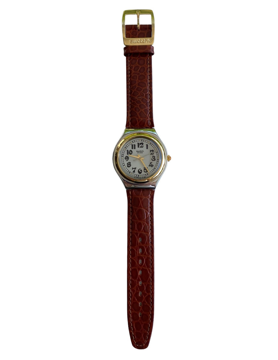 Swatch Irony Big Red Jack YGS100 1994 Vintage Watch With Stripe Band NOT WORKING Swatch Irony Big Red Jack YGS100 1994 Vintage Watch With  main image 4