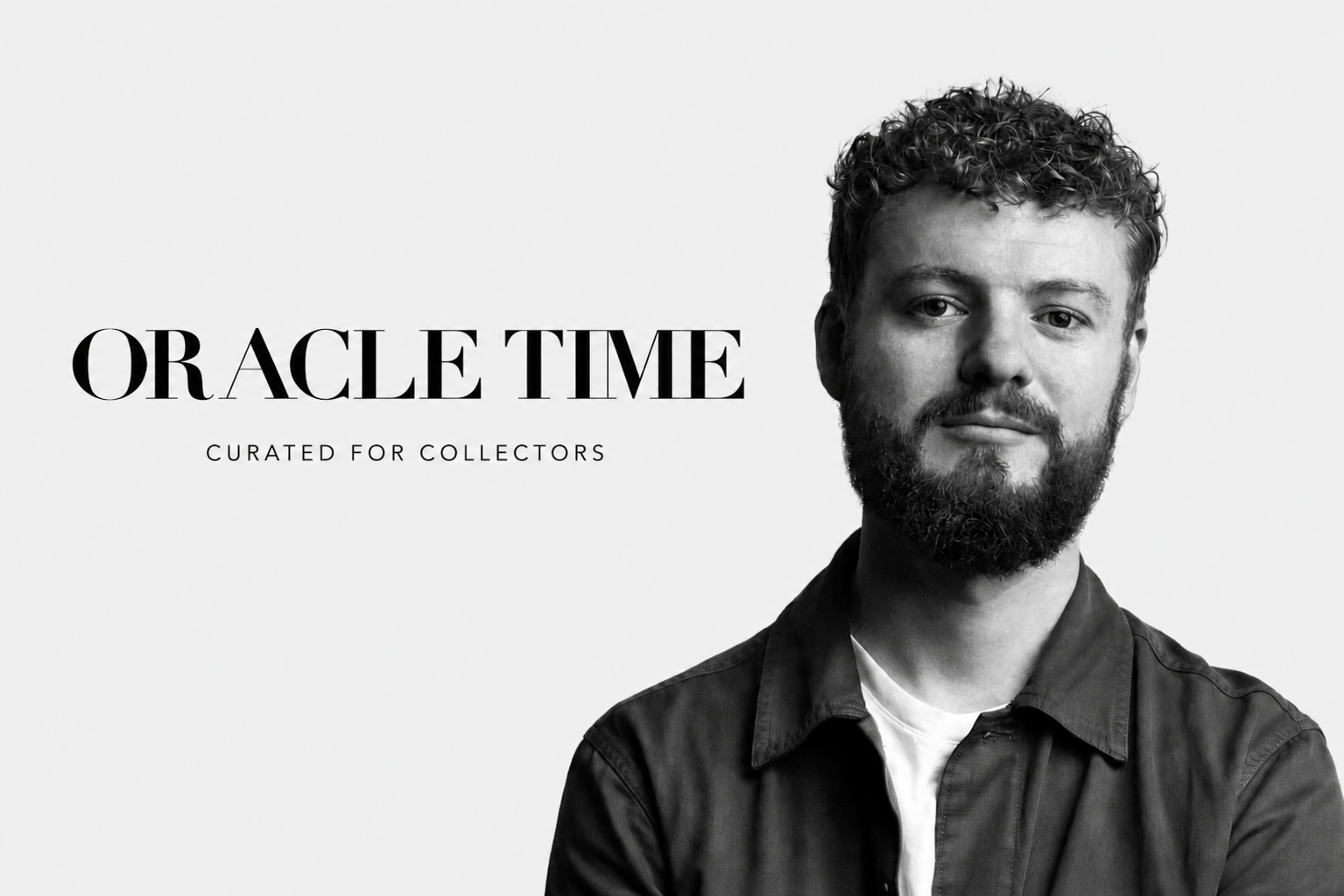 Portrait of Oracle Time journalist Tim Vaux alongside the Oracle Time identity, illustrating the feature "Top Tips for Collecting Vintage Swatch".