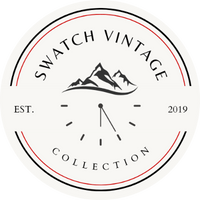 Swatch Vintage Collection logo with mountain design on a white background
